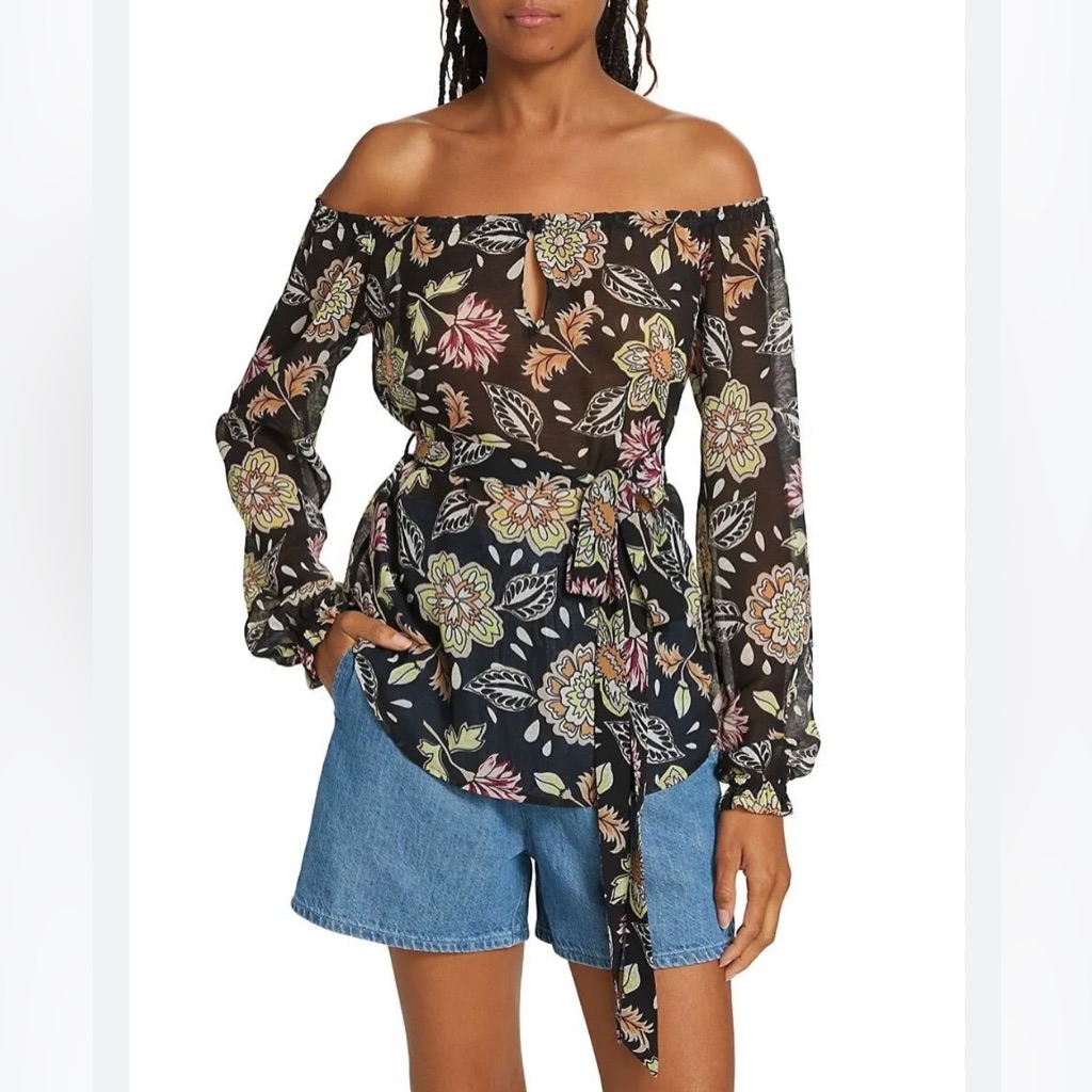 Rag & Bone Sheer Sierra Silk Blend Floral Top Size Small Nwt